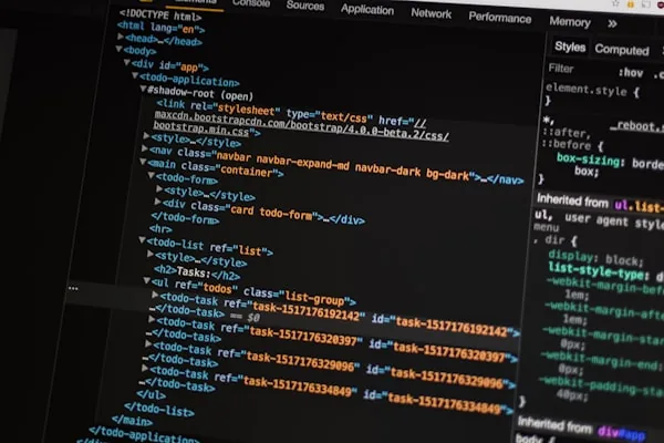 Pantalla con código de programación
